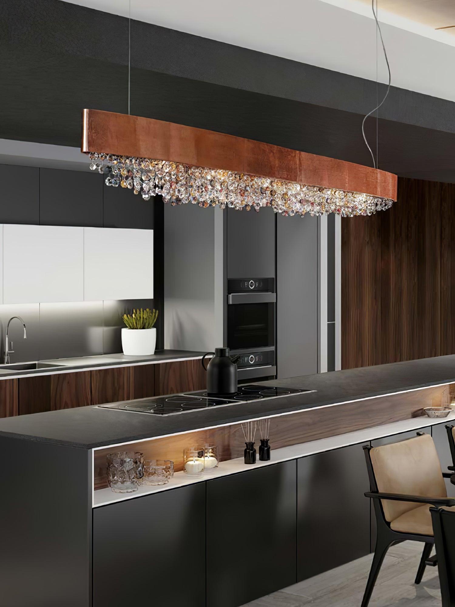 Marilyn Modern Crystal Linear Pendant Light Luxury Drop Chandelier for Dining Room Kitchen Island