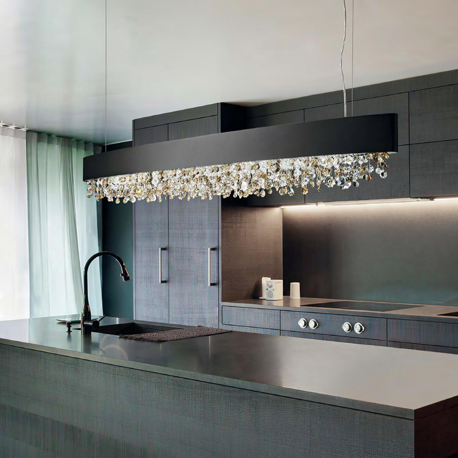 Marilyn Modern Crystal Linear Pendant Light Luxury Drop Chandelier for Dining Room Kitchen Island