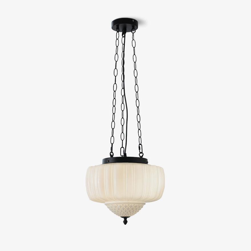 Marlo Fluted White Glass Ceiling Pendant Light with Elegant Black Metal Frame
