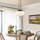 Marlo Fluted White Glass Ceiling Pendant Light with Elegant Black Metal Frame