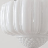 Marlo Fluted White Glass Ceiling Pendant Light with Elegant Black Metal Frame