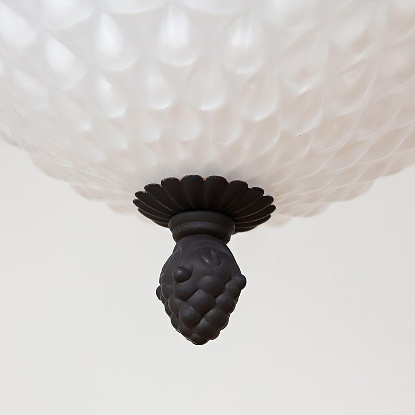 Marlo Fluted White Glass Ceiling Pendant Light with Elegant Black Metal Frame