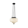 Marlo Fluted White Glass Ceiling Pendant Light with Elegant Black Metal Frame