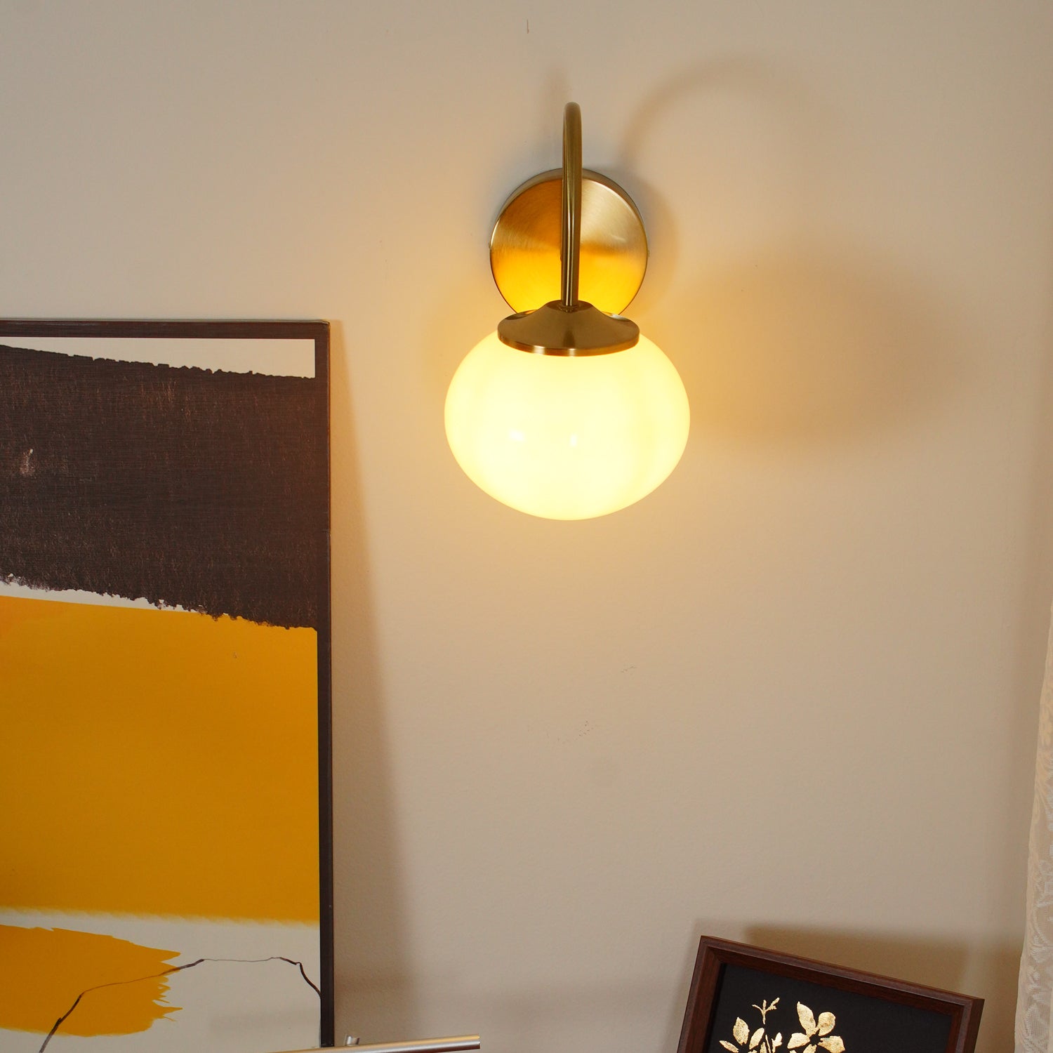 Marshmallow Modern Copper Wall Sconce with Tinted Glass Shade for Interior Lighting
