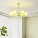 Matcha Green Pleated Fabric Chandelier Modern Multi Head Pendant Ceiling Light