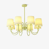 Matcha Green Pleated Fabric Chandelier Modern Multi Head Pendant Ceiling Light
