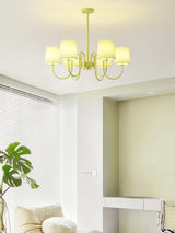 Matcha Green Pleated Fabric Chandelier Modern Multi Head Pendant Ceiling Light