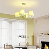 Matcha Green Pleated Fabric Chandelier Modern Multi Head Pendant Ceiling Light