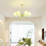Matcha Green Pleated Fabric Chandelier Modern Multi Head Pendant Ceiling Light