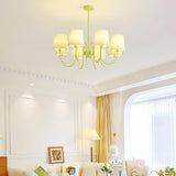 Matcha Green Pleated Fabric Chandelier Modern Multi Head Pendant Ceiling Light