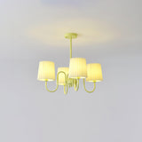 Matcha Green Pleated Fabric Chandelier Modern Multi Head Pendant Ceiling Light