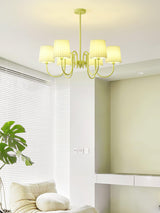 Matcha Green Pleated Fabric Chandelier Modern Multi Head Pendant Ceiling Light