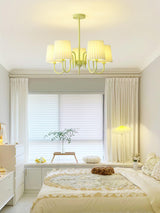 Matcha Green Pleated Fabric Chandelier Modern Multi Head Pendant Ceiling Light