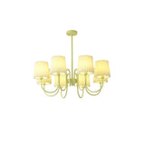 Matcha Green Pleated Fabric Chandelier Modern Multi Head Pendant Ceiling Light