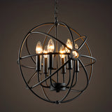 Matte Black Metal Birdcage Chandelier Retro Industrial Candlestick Pendant Light for Dining Room