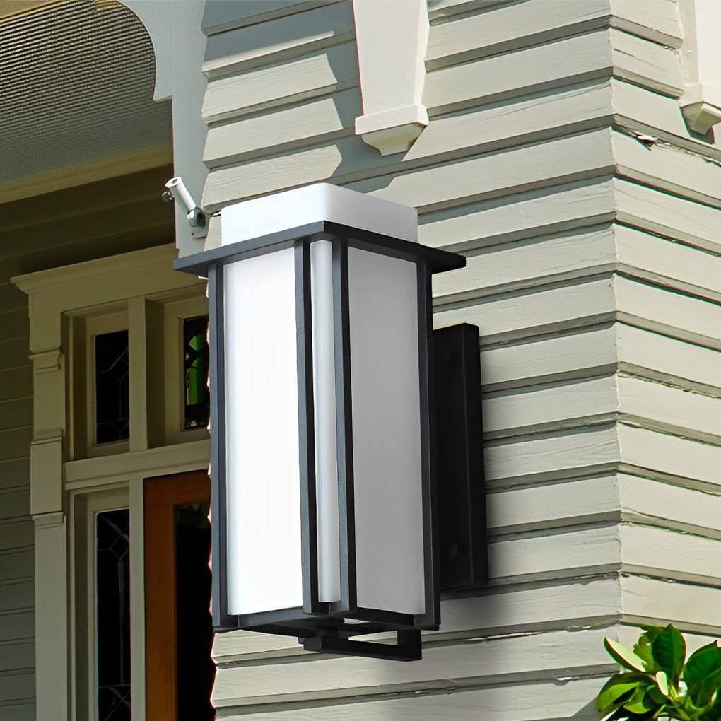 Matte Black Square LED Outdoor Wall Lamp Waterproof Retro Exterior Sconce for Porch and Patio