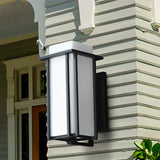 Matte Black Square LED Outdoor Wall Lamp Waterproof Retro Exterior Sconce for Porch and Patio