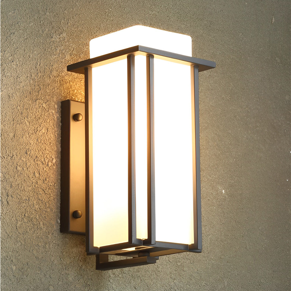Matte Black Square LED Outdoor Wall Lamp Waterproof Retro Exterior Sconce for Porch and Patio