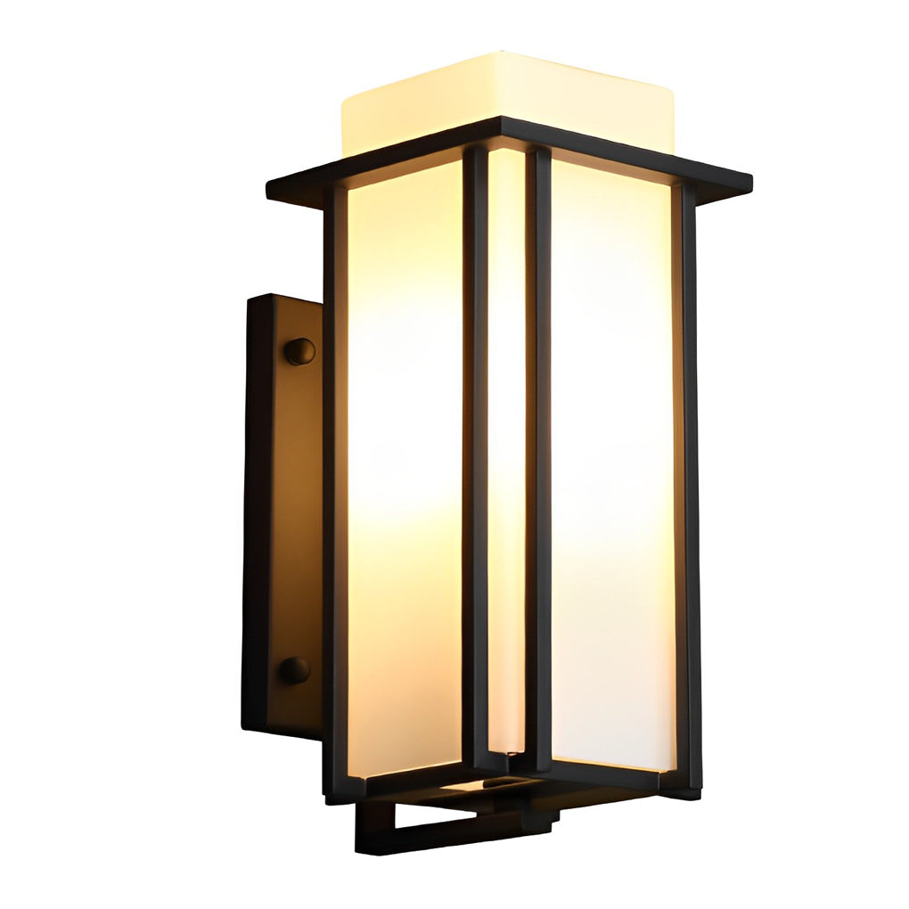 Matte Black Square LED Outdoor Wall Lamp Waterproof Retro Exterior Sconce for Porch and Patio
