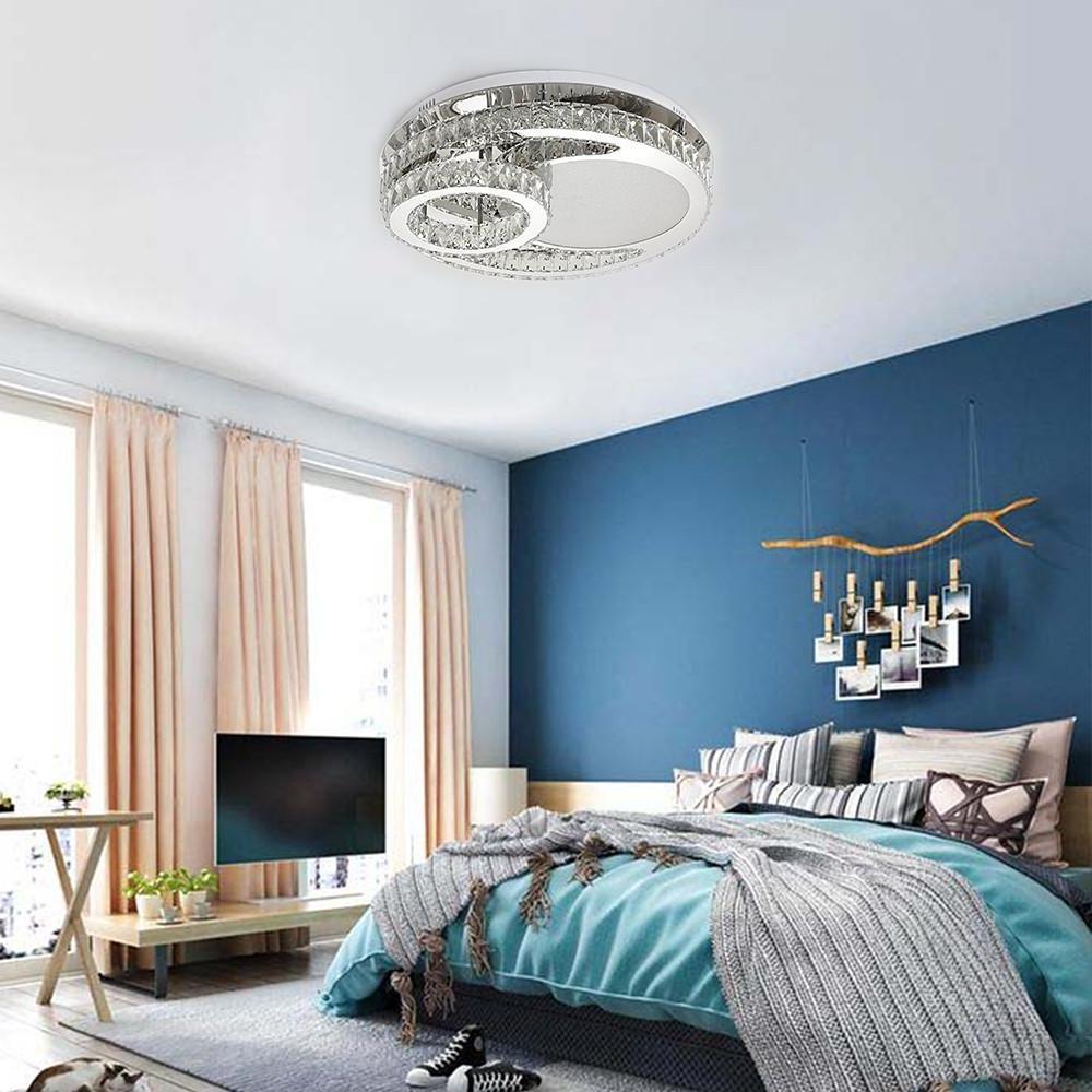 Modern Crystal LED Ceiling Light Overlapping Circles Stainless Steel Flush Mount Lighting