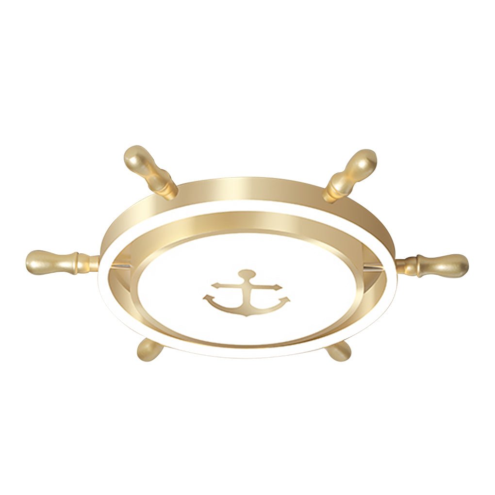 Mediterranean Nautical Rudder LED Ceiling Light for Kids Bedroom High Transmittance Acrylic Fixture