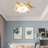 Mediterranean Nautical Rudder LED Ceiling Light for Kids Bedroom High Transmittance Acrylic Fixture