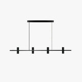 Meta Parallel Modern Linear LED Pendant Light with Natural Black Stone and Copper Accents