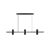 Meta Parallel Modern Linear LED Pendant Light with Natural Black Stone and Copper Accents