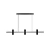 Meta Parallel Modern Linear LED Pendant Light with Natural Black Stone and Copper Accents