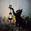 Metal Cat Silhouette Waterproof Solar Hanging Lantern with Warm White LED for Garden Landscape