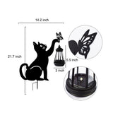 Metal Cat Silhouette Waterproof Solar Hanging Lantern with Warm White LED for Garden Landscape