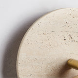 Miadi Natural Yellow Travertine and Wood Wall Lamp with Pull Chain Switch