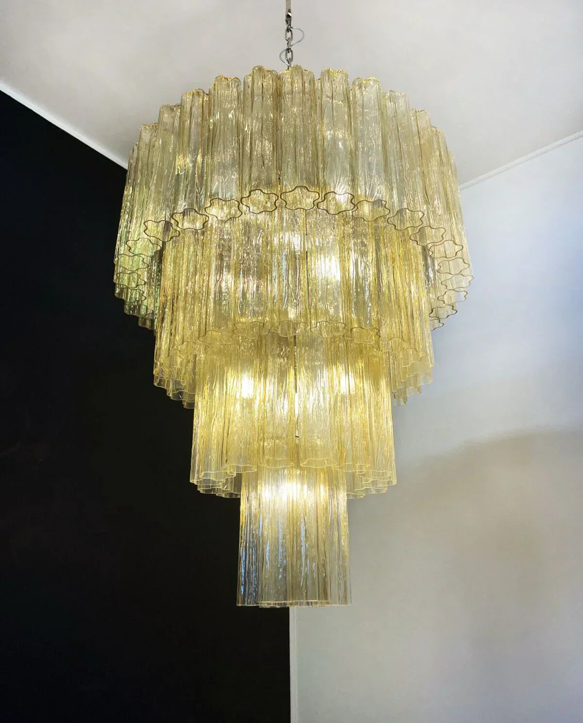 mid-century-amber-murano-style-glass-tube-chandelier-for-modern-dining-rooms