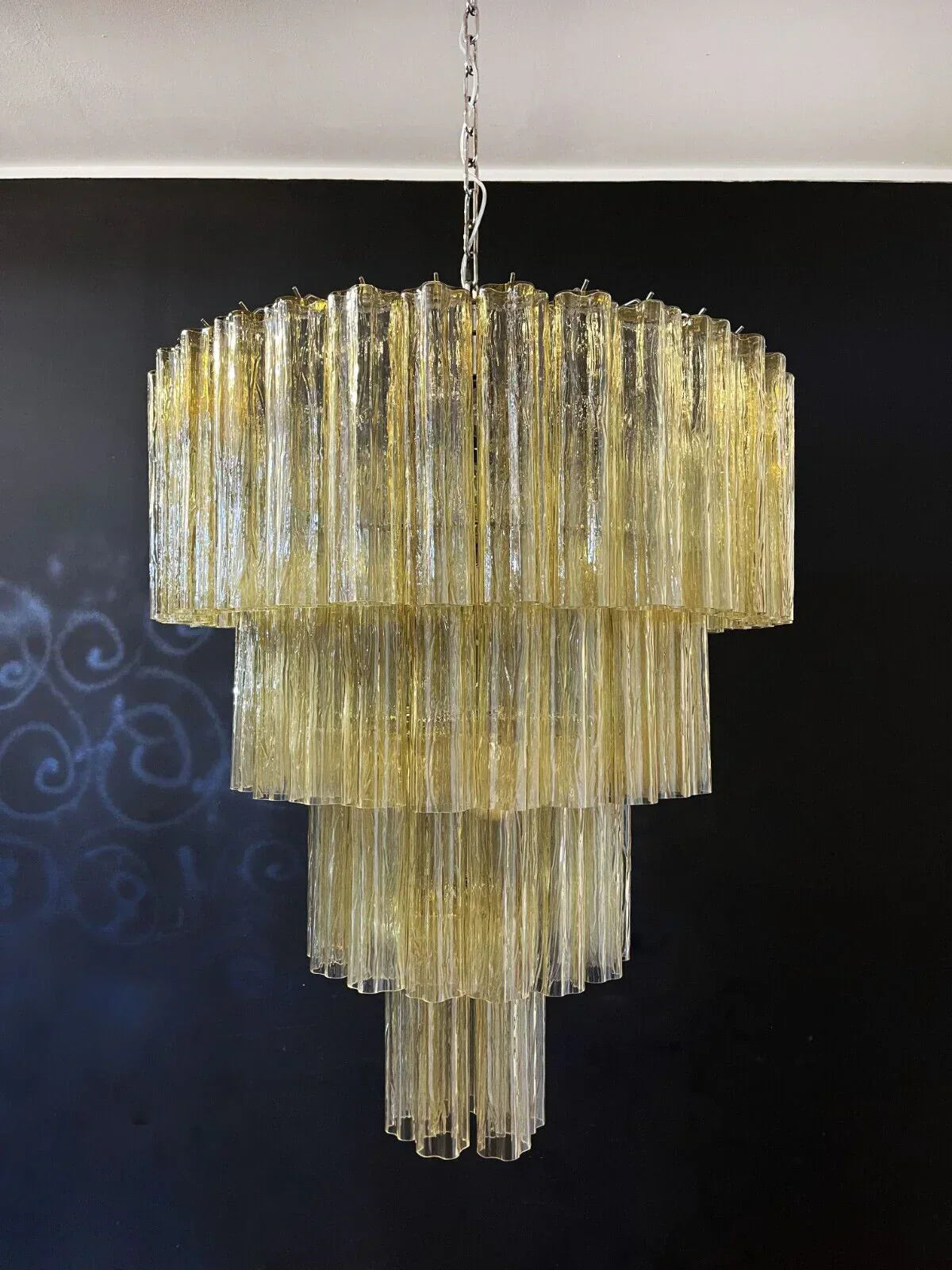 mid-century-amber-murano-style-glass-tube-chandelier-for-modern-dining-rooms