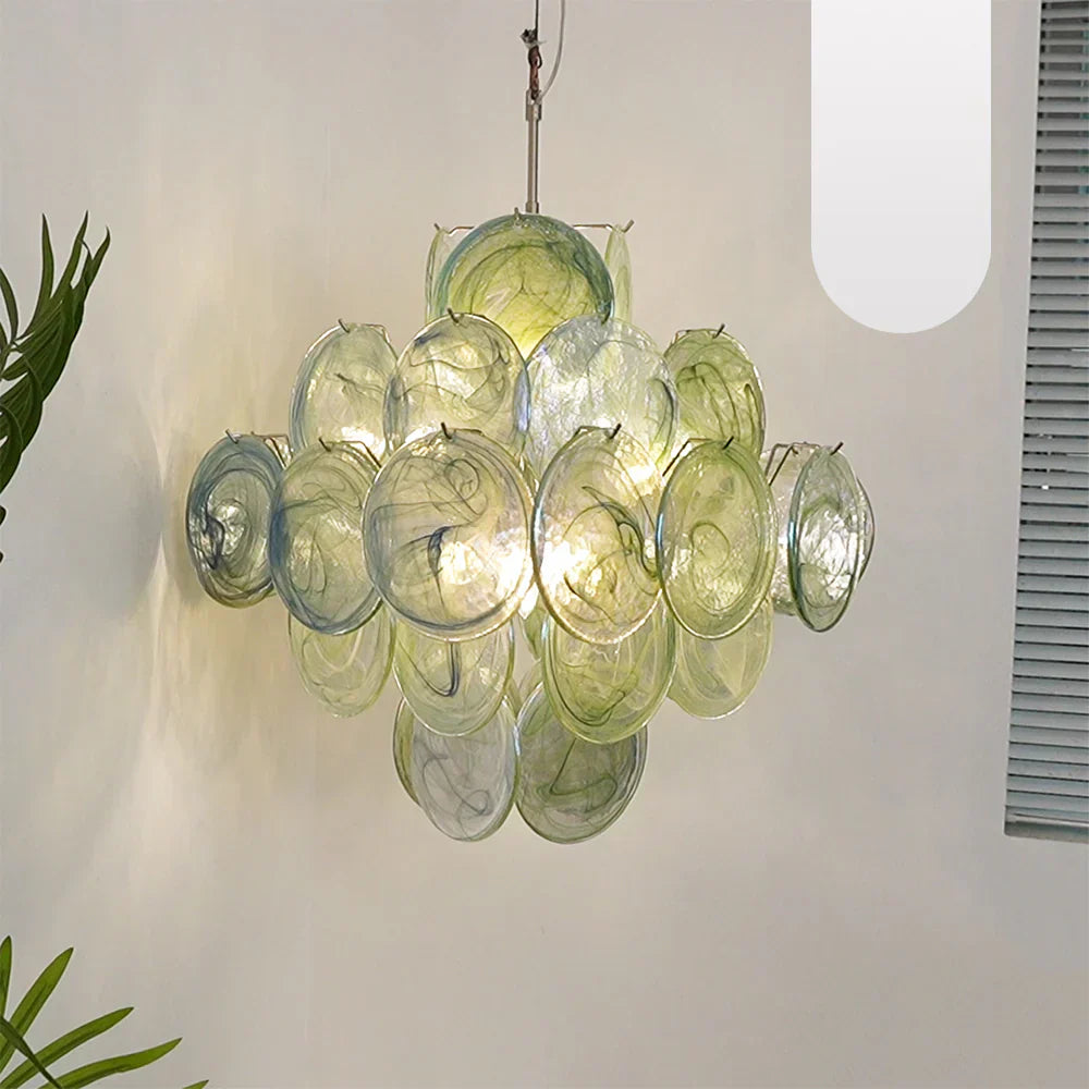 mid-century-green-murano-glass-disk-chandelier-vintage-style-hanging-ceiling-light