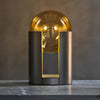 Mid Century Modern Amber Glass Ball Table and Floor Lamp with Black Metal Base