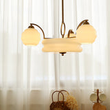 Mid Century Modern Art Deco Chandelier with Glass Globe Shades Vintage Electrolier Pendant Light