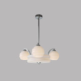 Mid Century Modern Art Deco Chandelier with Glass Globe Shades Vintage Electrolier Pendant Light