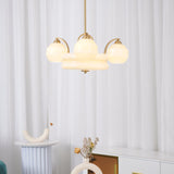 Mid Century Modern Art Deco Chandelier with Glass Globe Shades Vintage Electrolier Pendant Light