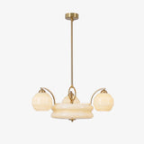 Mid Century Modern Art Deco Chandelier with Glass Globe Shades Vintage Electrolier Pendant Light