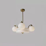 Mid Century Modern Art Deco Chandelier with Glass Globe Shades Vintage Electrolier Pendant Light