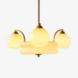 Mid Century Modern Art Deco Chandelier with Glass Globe Shades Vintage Electrolier Pendant Light
