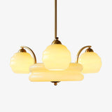 Mid Century Modern Art Deco Chandelier with Glass Globe Shades Vintage Electrolier Pendant Light