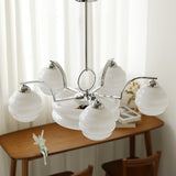 Mid Century Modern Art Deco Chandelier with Glass Globe Shades Vintage Electrolier Pendant Light