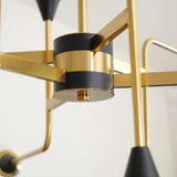 Mid Century Modern Brass Chandelier with Blown White Glass Globes and Bent Arms
