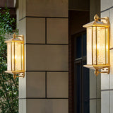 Mid Century Modern Copper Outdoor Wall Sconce with Water Glass Shade and 3 Color Dimming Modes