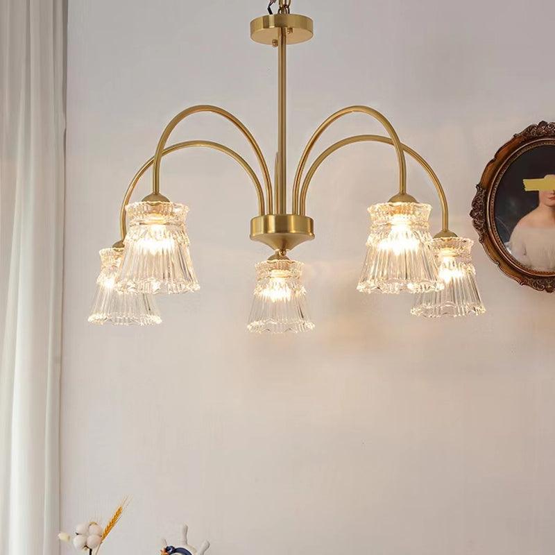 Mid Century Modern Frosted Glass Ice Cream Chandelier for Dining Room Lighting