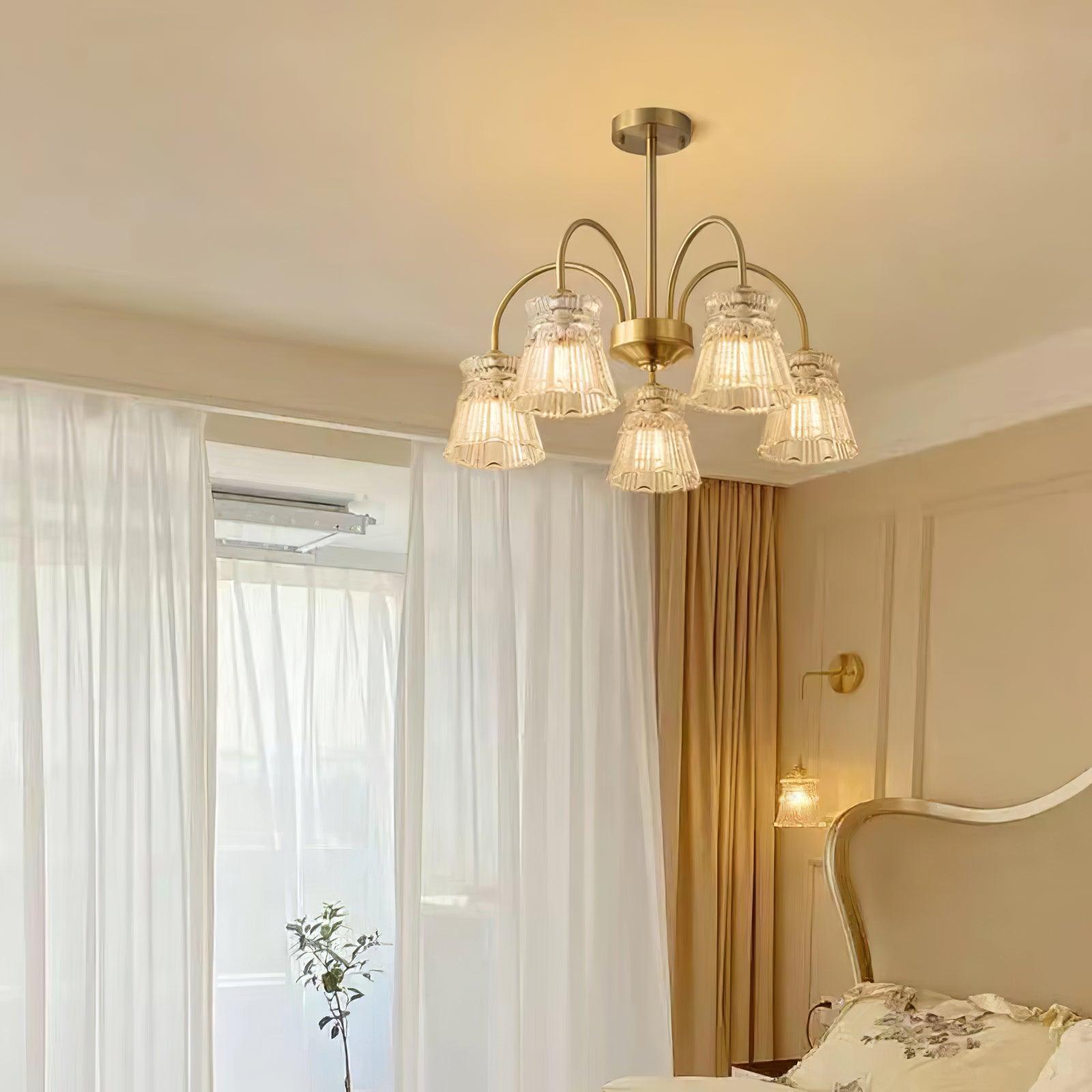 Mid Century Modern Frosted Glass Ice Cream Chandelier for Dining Room Lighting