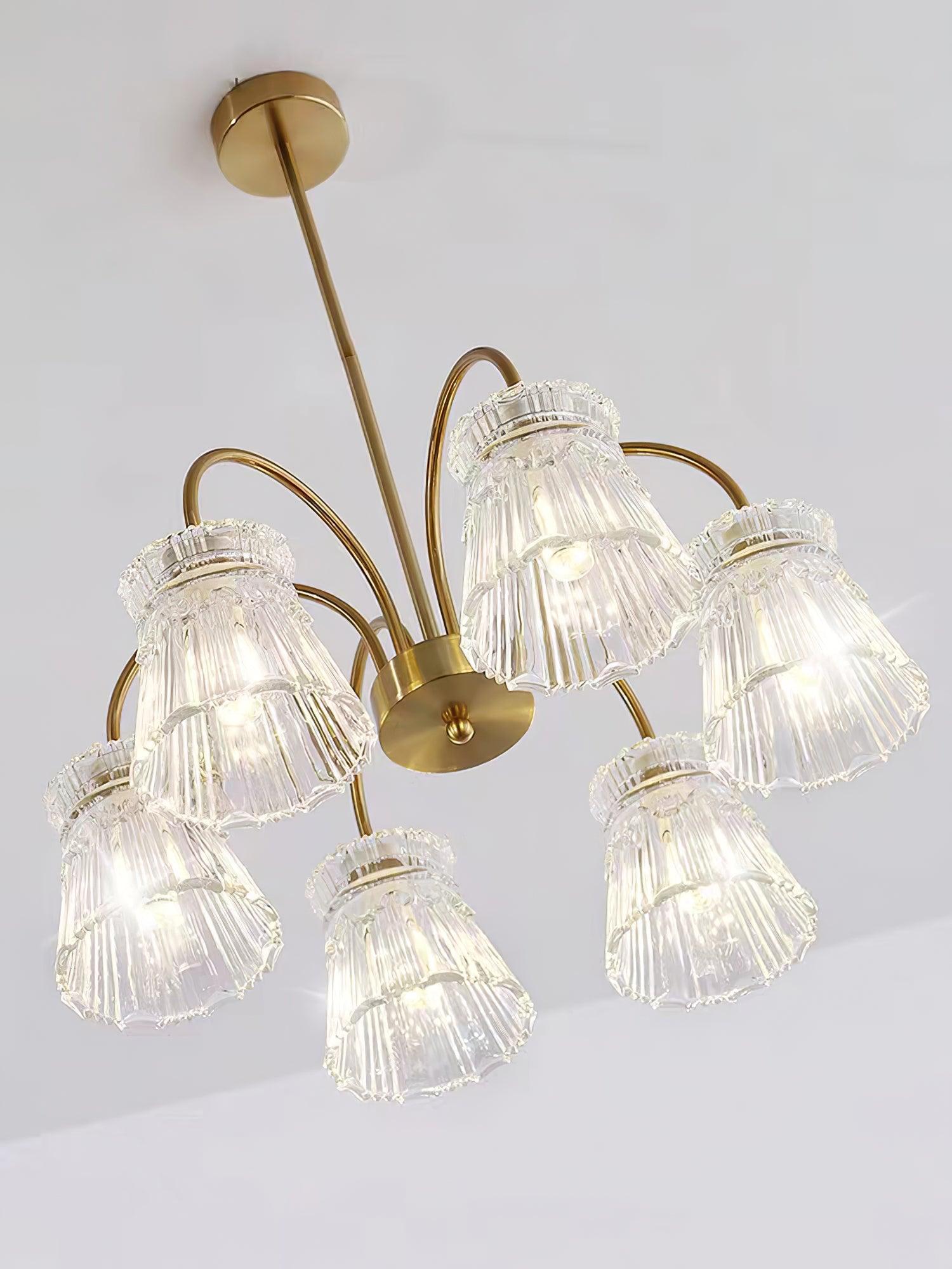 Mid Century Modern Frosted Glass Ice Cream Chandelier for Dining Room Lighting