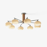 Mid Century Modern Glass Persimmon Chandelier Elliptical Pendant Light Fixture